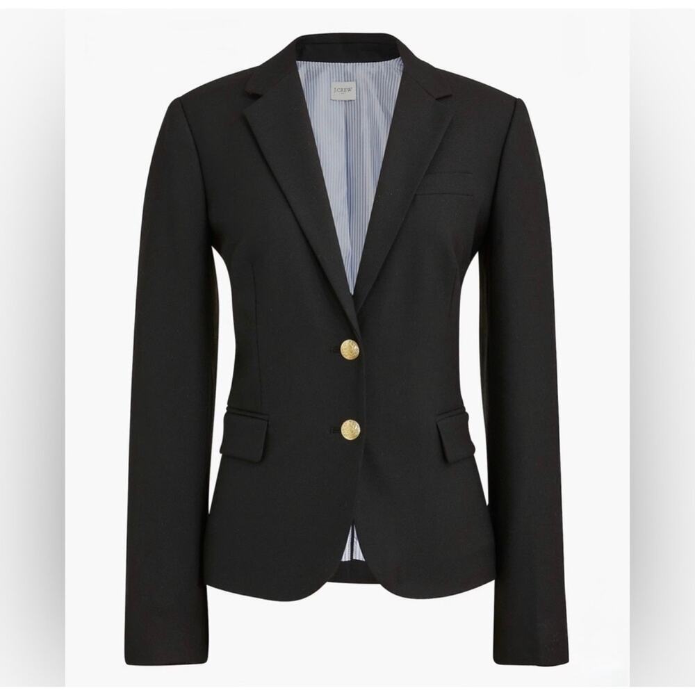 J .Crew Women's Original Schoolboy Blazer Jacket Long Sleeve Black 2 Petite NWT